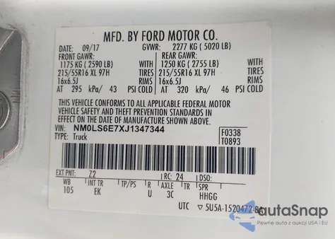 2018 Ford Transit Connect Xl z USA, uszkodzony, nr VIN NM0LS6E7XJ1347344